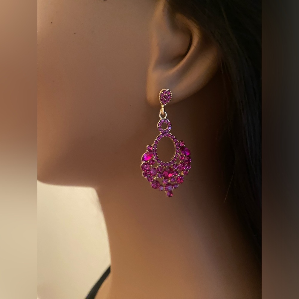 Marquise Crystal Chandelier Evening Earrings - Picture 2 of 3